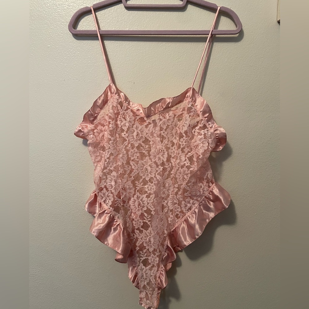 Victoria's Secret Gold Label Pink Lace Bodysuit